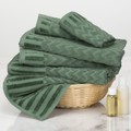 Hastings Home 6-Piece Cotton Deluxe Plush Bath Towel Set, Chevron Pattern Spa Luxury Decorative Towels, Green 115298RSY